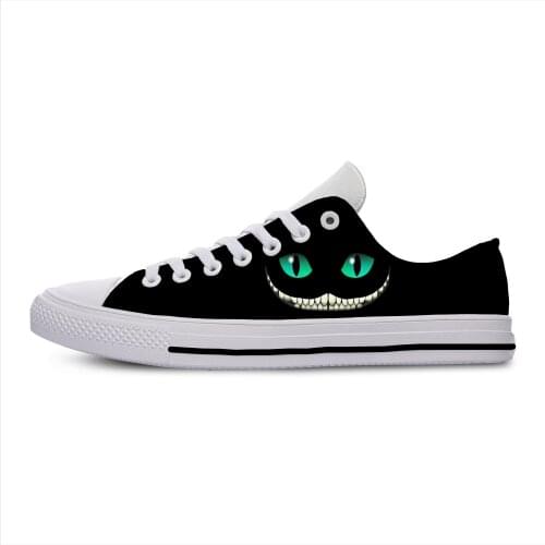 Cheshire Cat We're all mad here New Arrive Fashion Lightweight Classic Flat Canvas Shoes Men Women Casual Breathable Sneakers