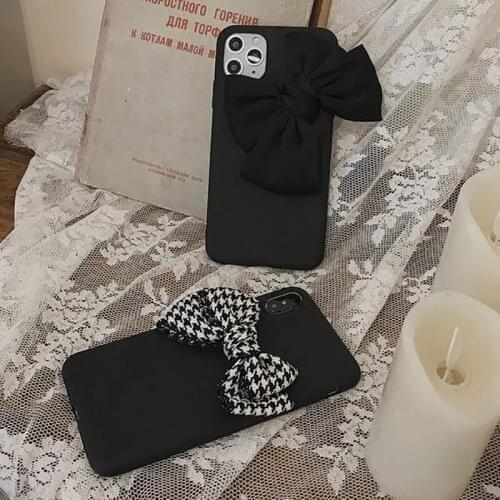 Case for OPPO A53 A91 A92 A73 A5 A9 2020 A3S AX5S AX7 A83 Find X2 Lite Neo K1 A1K K7X Cute Houndstooth Bowknot Soft Phone Cover
