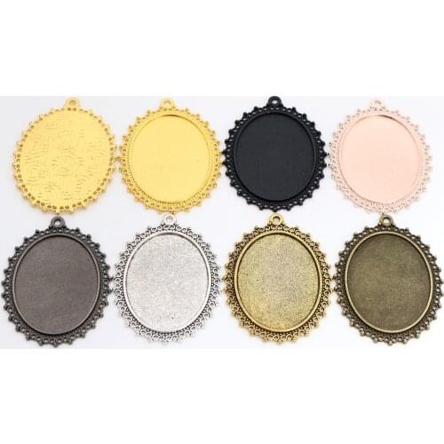 New Fashion 5pcs 30x40mm Inner Size 7 Colors Plated Classic Style Cabochon Base Setting Charms Pendant