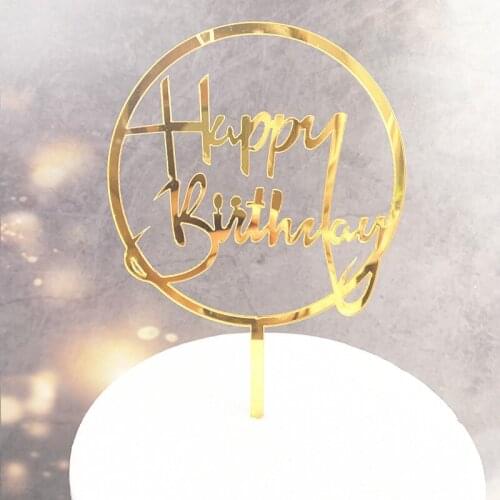 New Gold Acrylic Happy Birthday Cake Topper Birthday Cake Topper Supplies for Kids Anniversary Borthday Party Cake Decorations