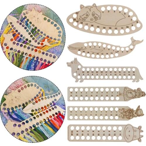 Natural Wood Embroidery Floss Organizer Cross Stitch Thread Holder Storage Cross Stitch Thread Finishing Tool Sewing Accessorie