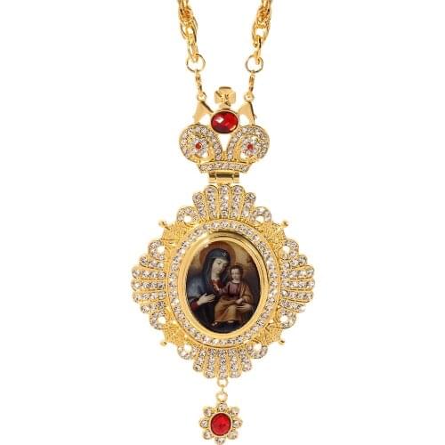 Oval Orthodox Rounded Pectoral Cross Design Religious Icon Byzantine Crucifix Necklace Catholic Confirmation Gift Pendant