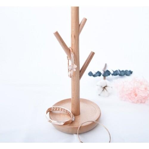 Wood Tree Jewelry Stand Display Rack Earrings Necklace Holder Organizer