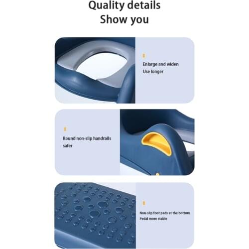 L41D Portable Folding Toilet Seat Potty Chair Child Non-Slip Potty Training Seat with Adjustable Step Stools Ladder Urinal