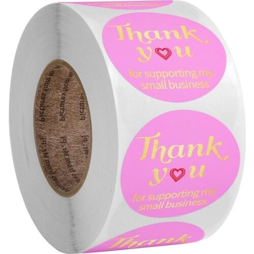 Pink Thank You stickers Handmade Craft Paper for Business Packaging Stationery 500pcs 1'' Round Cute Sticker Labels