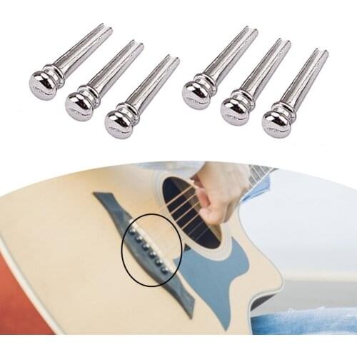 6Pcs Guitar Strings Pins Wear-resistant Sturdy Metal Guitar Replacement Accessories Bridge Nails for Instrument