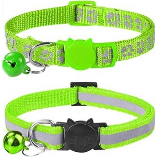 2 PCS Pets Luminous Reflective Collar Gatos Antiahogo Collares De Gato Colores Cat Stuff With Bell Breakaway Solid & Safe