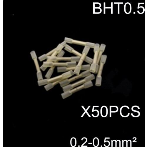 50pcs/lot BHT0.5 for 22-18 AWG 0.2-0.5 mm2 Splice butt Heat Shrink Tube terminal