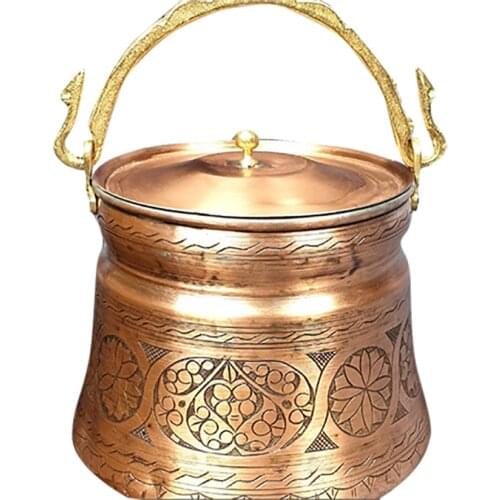 100% Hand Hammered Turkish Thick Copper Ice Bucket, Food Storage Bucket.Heavy Craftsmanship By Turkish Copper Artisans (Antique