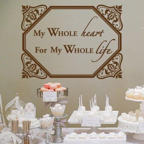 My Whole Heart Wedding Wall Decor Vinyl Sticker Decal DIY Wedding Board Stickers A15-002