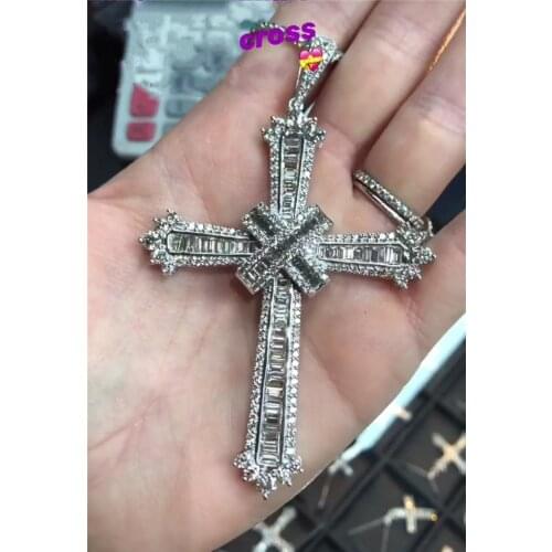 Vintage Lab Diamond cz Cross Pendant 925 Sterling Silver Bijou Party Wedding Pendants Necklace For Women men moissanite Jewelry