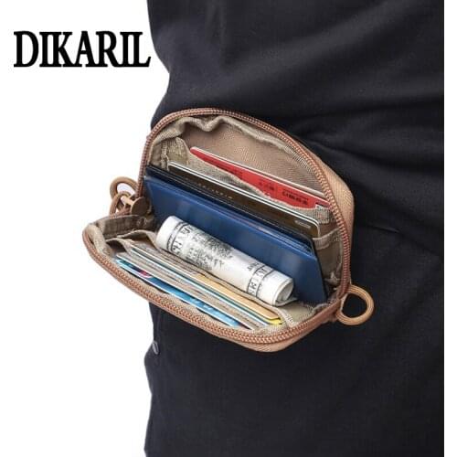 Dikaril Waterproof EDC Pouch Portable Tactical Change Wallet Travel Kit Coin With Card Pack Zippers Waist Bag for Camping Hiking
