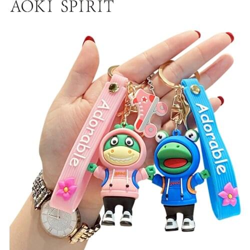 Funny Sweater Frog Keychain PVC Cartoon 3D Animal Doll Keyring Children Adult Toys Mobile Phone School Bag Handbag Pendant Gift