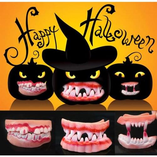 3PCS Funny Halloween Teeth Set Assorted Types Halloween Prop Costume Teeth Dress Up Accessories