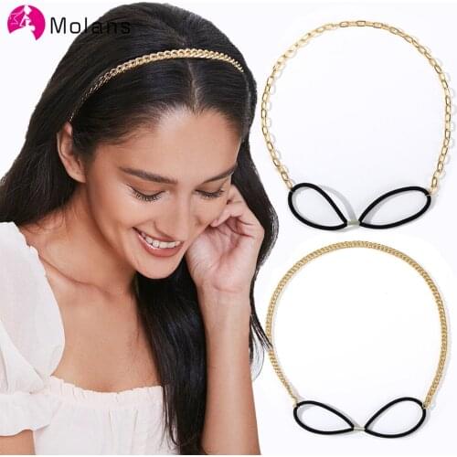 Molans New Fashion Gold Chains Hairband for Women Elastic Hair Band Girls Hair Hoop Headband Hair Accessories Chic Hair Ornament