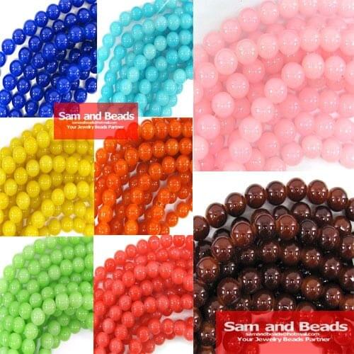 10mm Round Glass Loose Beads for Jewelry Making Approx 80pcs Beads Per Strand Free Shipping