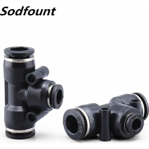10pcs black PEG Pneumatic Fitting Reducing Unequ Tee T Type 3-Way Slip Lock Air Pipe 4mm 6mm 8mm 6mm-8mm 10-6mm Quick Push Into