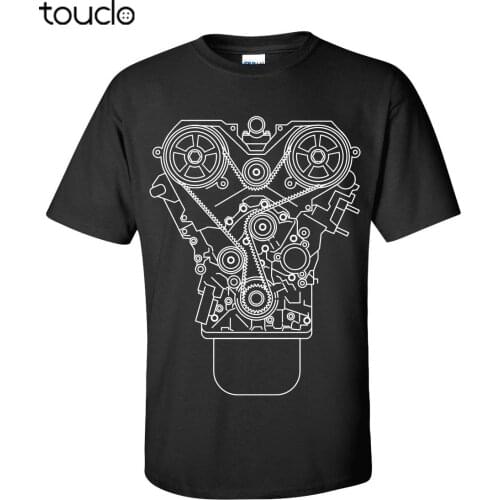 100% Cotton Brand New ENGINE DESIGN T-shirt Black S-3XL JDM Tuner Decal Mechanic Tool Garage Piston Summer Tee Shirt