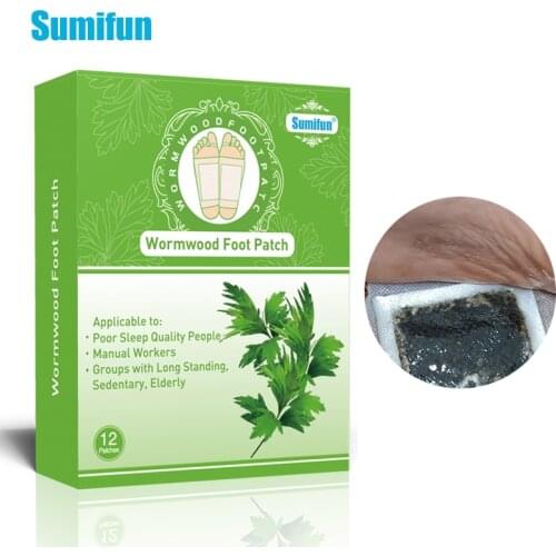 12pcs/box Wormwood Detox Foot Patch Improve Sleep Cleansing Body Toxins Slimming Chinese Herbal Medical Plaster K04501