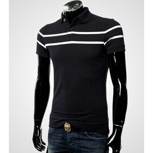 2018 new mens lapel short sleeve slim polo shirt men