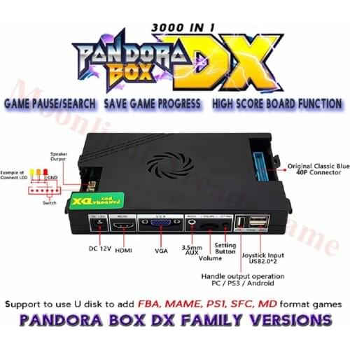 2021 Orginal Pandora Box DX 3000 in 1 family board for console have 3d game can add FBA MAME PS1 SFC SNES FC MD Can save game