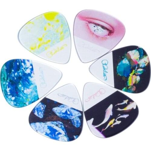 6pcs Guitar Plectrum Guitar Picks Transparet Pick With Cheerhas Pattern Guitar Accessories Music Lover Gifts