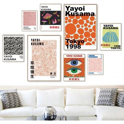 Yayoi Kusama Pumpkin Abstract Nordic Posters And Prints Wall Art Canvas Painting Wall Pictures For Living Surrealism Room Decor