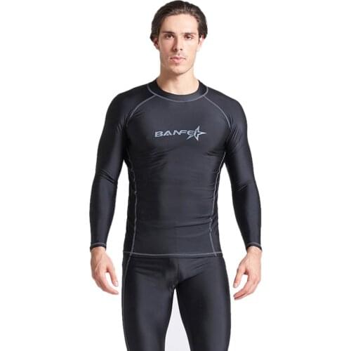 BANFEI quick dry Long Sleeve Rashguard Men Swimsuit Tops Swimming Suit UPF 50+ Beach Rash Guard Diving Surfing Shirt for men