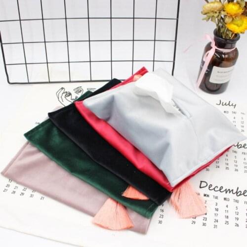 Velvet tissue box cosmetic box storage bag desktop decoration napkin paper bag desktop furniture decoration