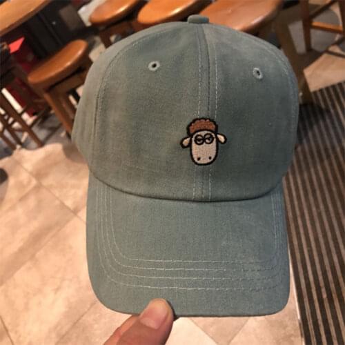 Baseball Cap Embroidered Sheep Girl Korean Version Show Face Small Tide Brand Wild Fashion New Cartoon Soft Duck Tongue Hat Men