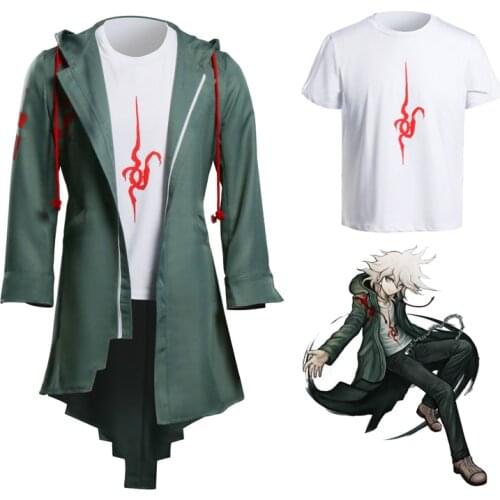 CosZtkhp Super Danganronpa 2 Nagito Komaeda Cosplay Jacket T-shirt Sets Halloween Costumes for Women Men Adult Anime Clothes