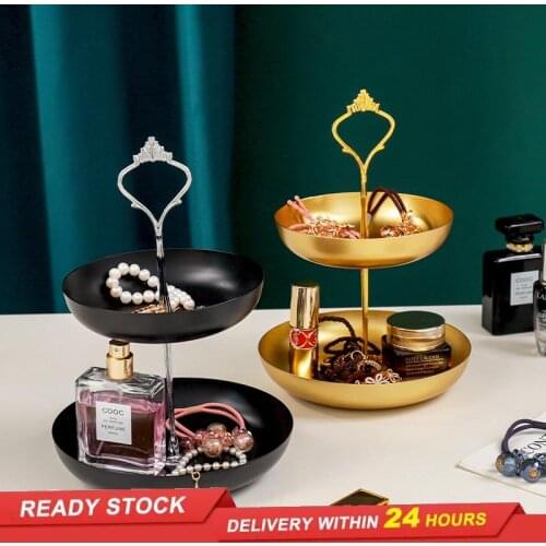 Nordic Double Jewelry Stand Home Bedroom Dressing Room Necklace Earrings Jewelry Metal Display Stand Girl Desktop Decoration