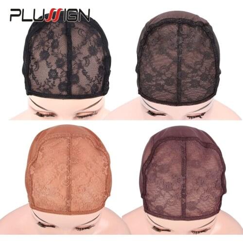 Plussign Wig Making Tools Black Wig Cap Breathable Soft 2Pcs/Lot Mesh Dome Cap Double Lace On The Top S/M/L/Xl Four Size