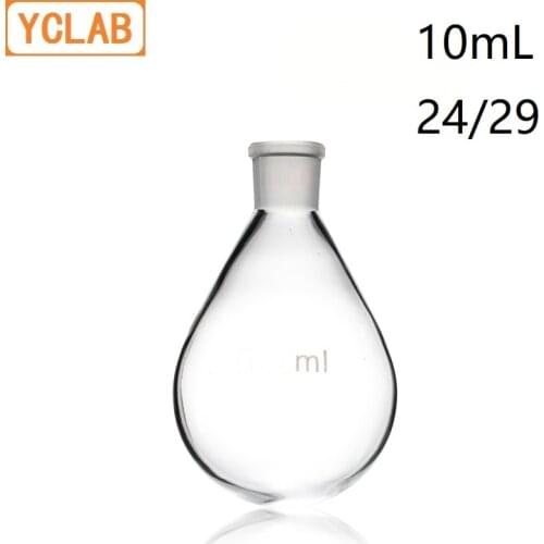 YCLAB 10mL 24/29 Flask Eggplant Shape Borosilicate 3.3 Glass Standard Ground Mouth Distilling Round Bottom