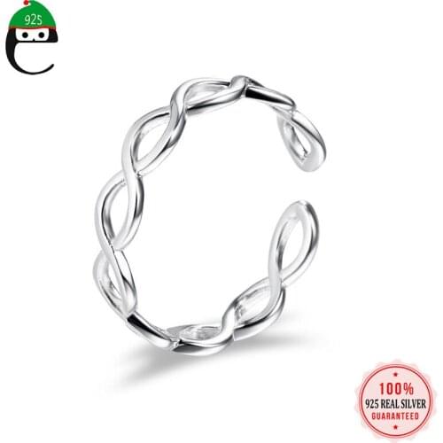 ElfoPlataSi 100% 925 Solid Real Sterling Silver Ring Infinite Love Ring For Girl&Boys Lovers Women Fine Silver Jewelry S003