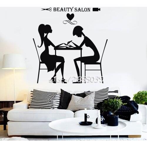 Beauty Salon Hair Stylist Wall Stickers Nail Spa Wall Decal Removable Hot Selling Wallpaper Artistic Design Wall Tattoo SA905