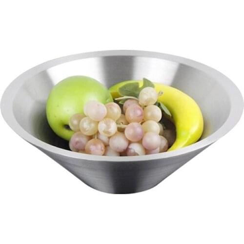 Kitchen Tableware Double Layer Stainless Steel Conical Fruit Disk Salad Plates Bowl