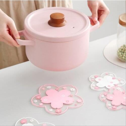 Kitchen Placemat Japan Style Cherry Blossom Heat Insulation Table Mat Home Office Anti-skid Tea Cup Milk Mug Coffee Cup Coaster