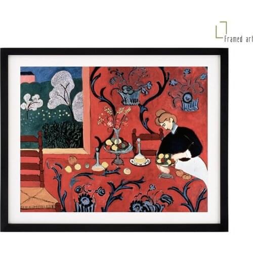 Matisse framed artwork the dessert harmony in red aluminum picture frame with matboard 30x40cm