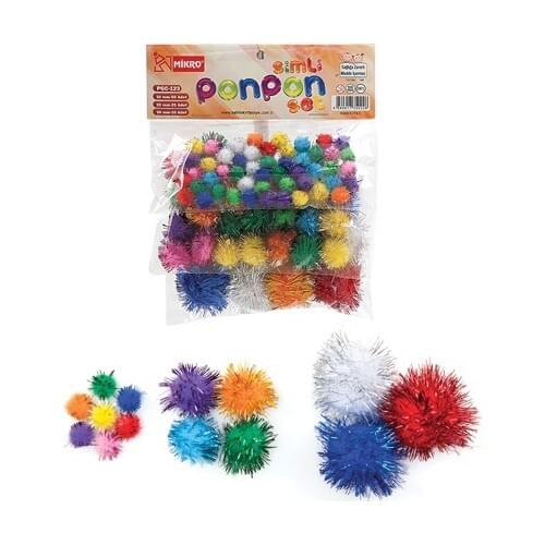 Micro Pgc-123 Silvery Pompom Set(10Mm 50Ad-20Mm 25Ad-30Mm 10Ad)