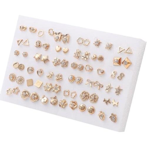 18/36pairs Mix Style Gold Crystal Rhinestone Flower Stud Earings Set For Women Girls Christmas Wedding Gift Jewelry