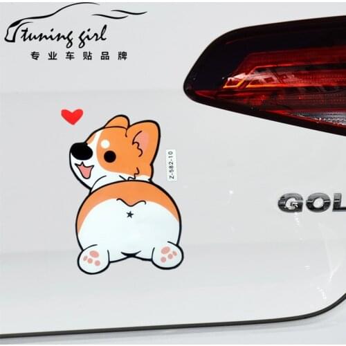 14CM*10CM Car Stickers Dog Welsh Corgi Pembroke Cartoon Cute Lovely Funny Creative Decals For Windshield Auto Tuning Styling D16