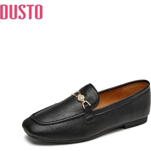 DUSTO 2021 new spring and autumn college style small leather shoes low heel horseshoe buckle Lefu shoes womens shoes