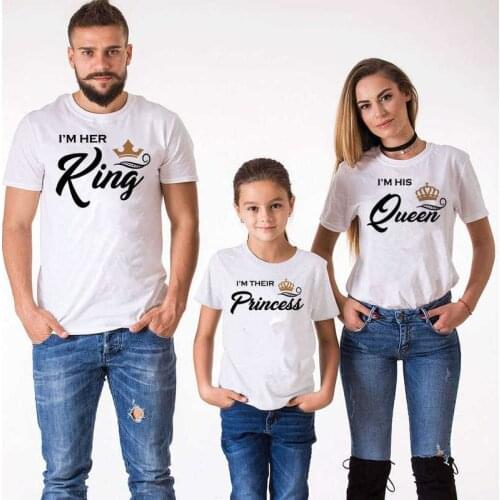Family Matching Clothes Daddy Kid Crown T-shirt Costume Queen Mommy and Me Clothes Christmas Clothes
