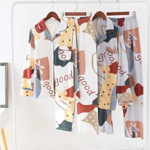 Couples Pajamas New Men & Women Cotton Home Suit Stretch Long-sleeved Trousers Ladies Pyjamas Set Large Size Autumn Winter Sets