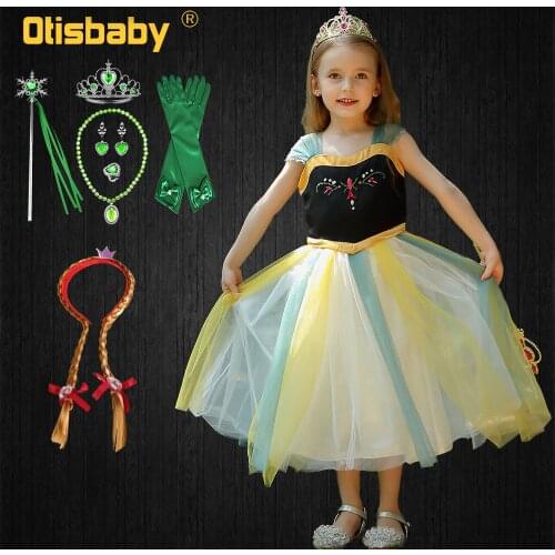 Birthday Girl Anna Elsa Dress Summer Girls Clothing Christmas Dress Childrens Party Carnival Elsa Costume Fantasia Infantil