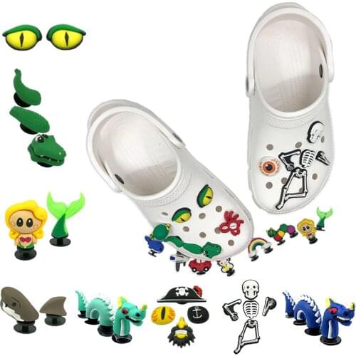 2-5pcs/set Lovely Mermaid 3D PVC Shoe Charms Sea Animals Cool Dragon Snake Shoe Accessories JIBZ Bear Dolphin Ornaments Kid Gift