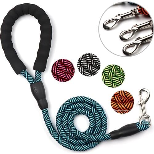 Durable Large Dog Leash Large Dog Reflective Rope Walking Big Dog Collar Strengthen Traction Round Nylon Medium Dog Lead