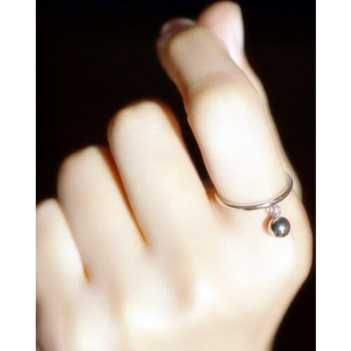 Simple Tassel Adjustable Rings Chain Bead Pendant Ring Silver Color Punk Rock Geometric Circle Rings Women Girl Finger Jewelry