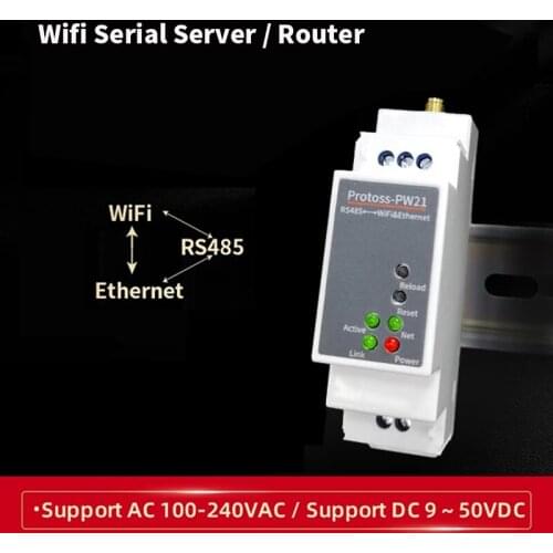 Protoss-PW21 RS485 Wired to Wifi Ethernet Wireless Serial Server Rail Mounting DTU Wifi Serial Server WIFI Router
